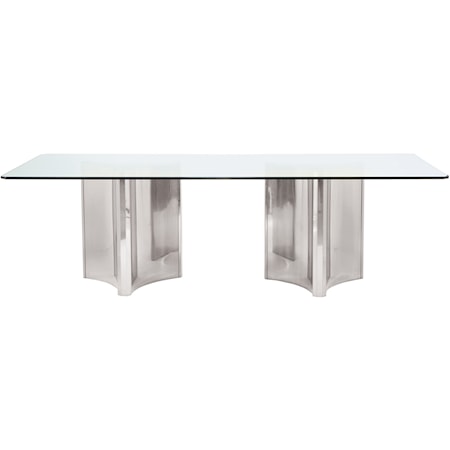 Metal Dining Table with Glass Top